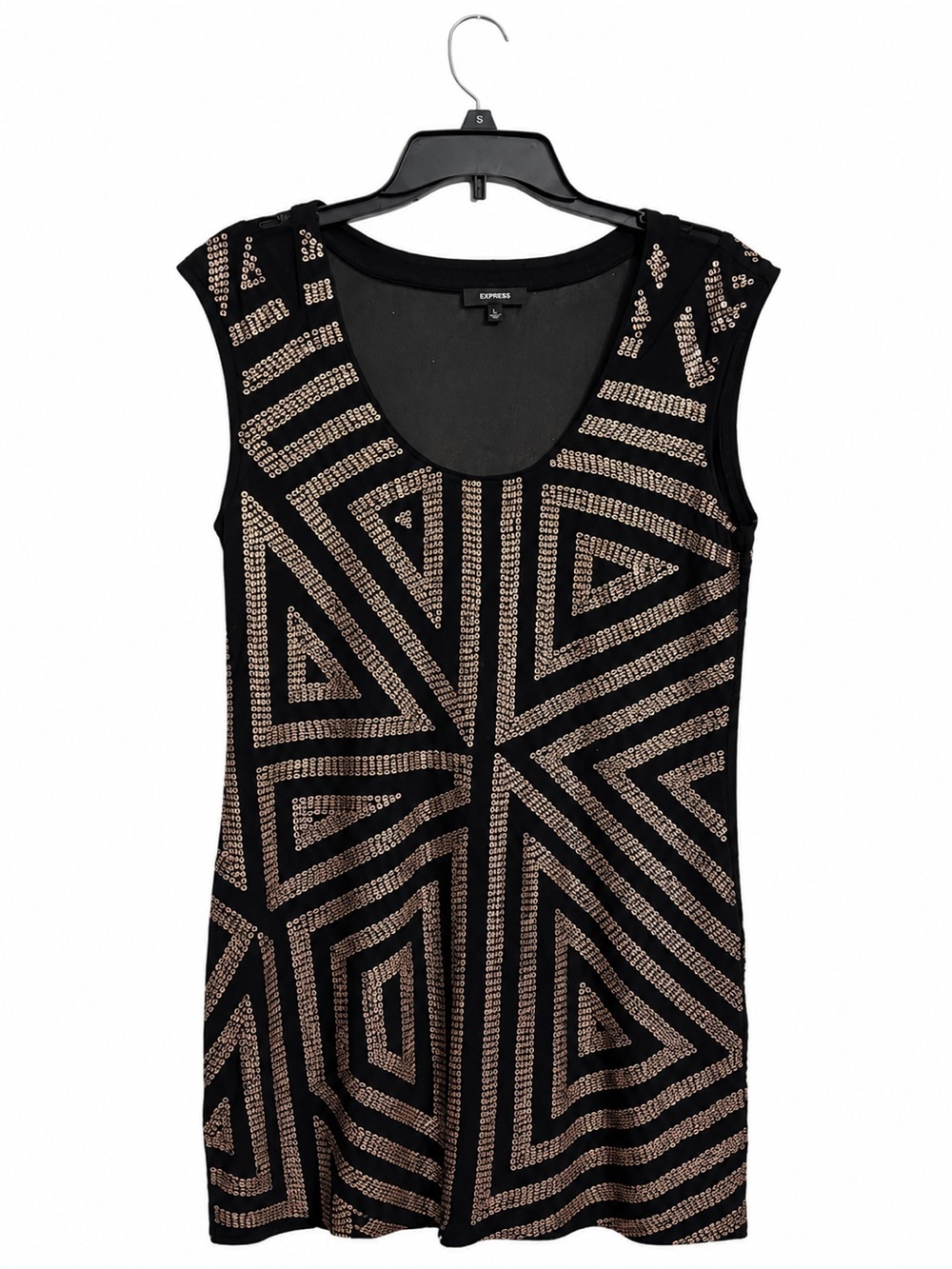 Express Black & Gold Sequin Bodycon Dress – Women’s Large – Art Deco Party Dress